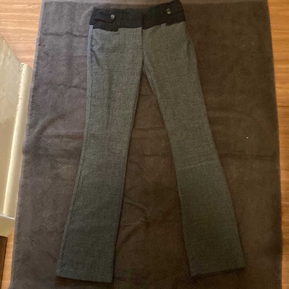 Candies gray woven dress pants. Black waist band.  Worn once maybe twice